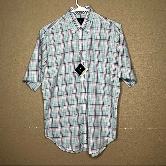 NEW Tailorbyrd Collection Mens Plaid Short Sleeve Button Up Shirt Size S - Picture 8 of 11